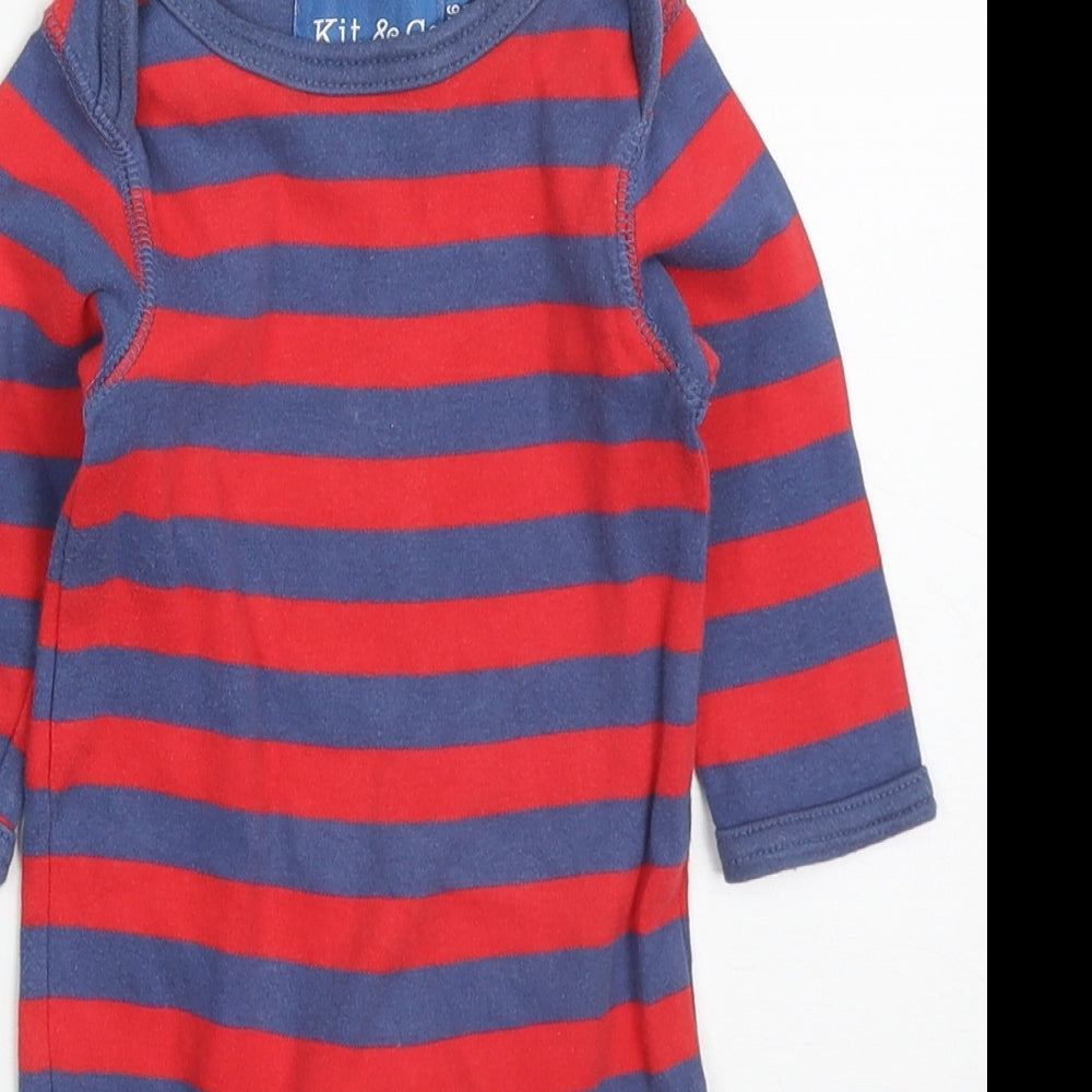 Kit & Co Boys Red Striped Cotton Cami One Piece Size 3-6 Months  Button
