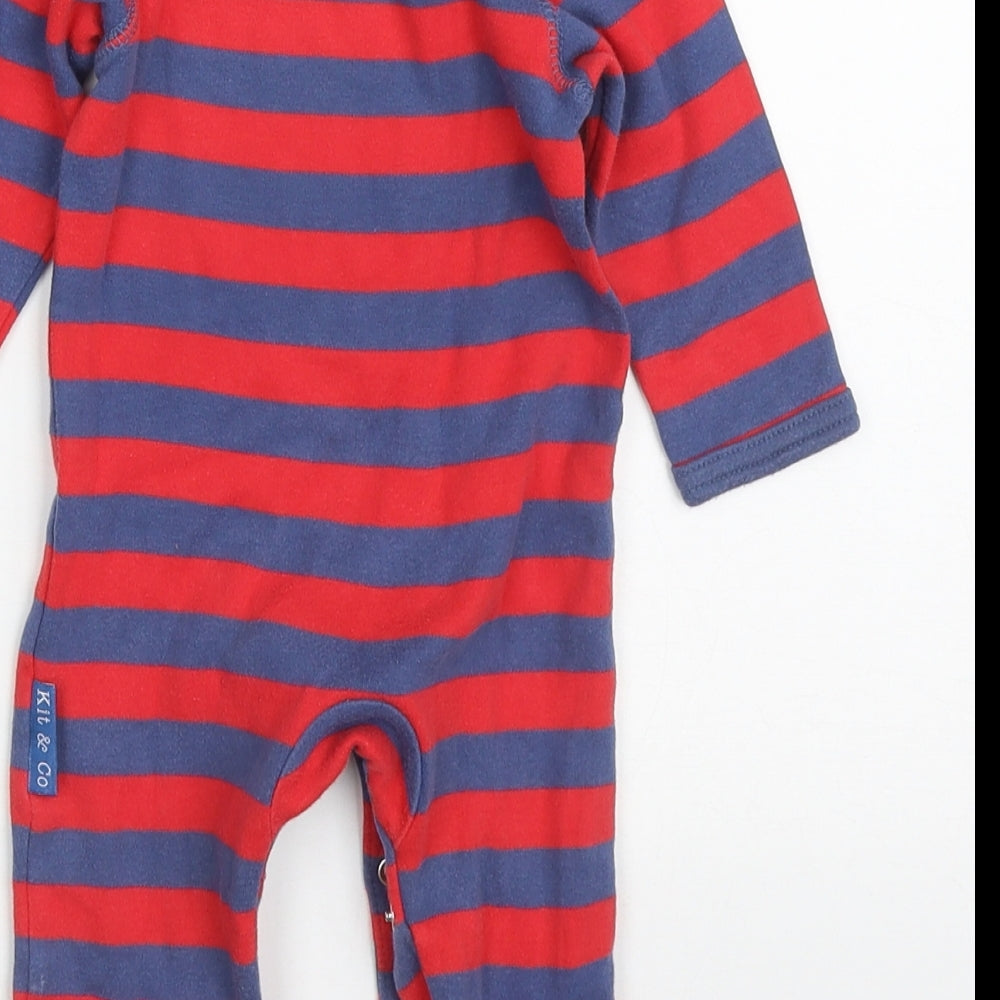Kit & Co Boys Red Striped Cotton Cami One Piece Size 3-6 Months  Button