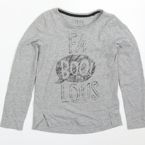 TU Girls Grey  Cotton Basic T-Shirt Size 8 Years Round Neck Pullover - Fa Boo! Lous