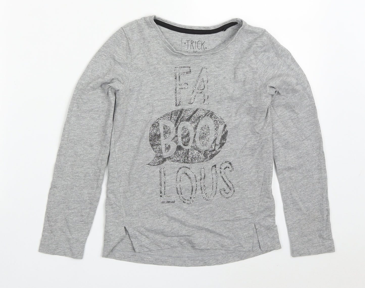 TU Girls Grey  Cotton Basic T-Shirt Size 8 Years Round Neck Pullover - Fa Boo! Lous