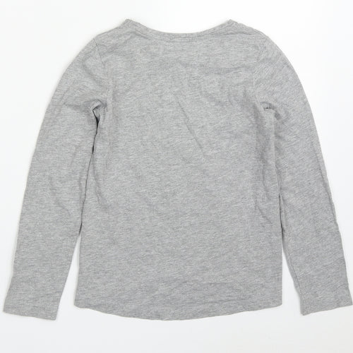 TU Girls Grey  Cotton Basic T-Shirt Size 8 Years Round Neck Pullover - Fa Boo! Lous