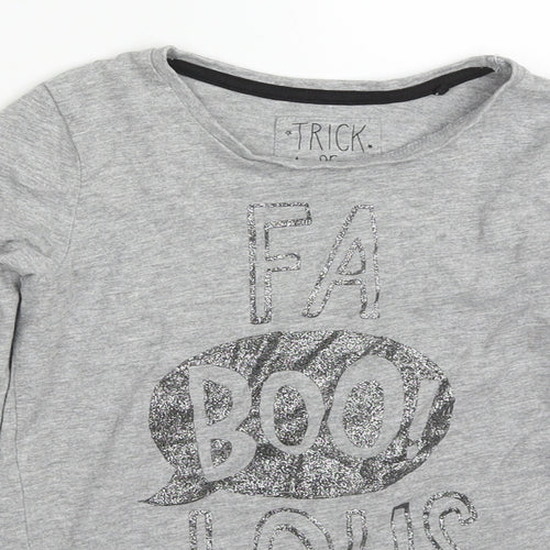 TU Girls Grey  Cotton Basic T-Shirt Size 8 Years Round Neck Pullover - Fa Boo! Lous