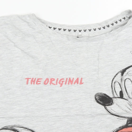 Primark Womens Grey Solid Polyester Top Pyjama Top Size 6   - The Original Mickey Mouse