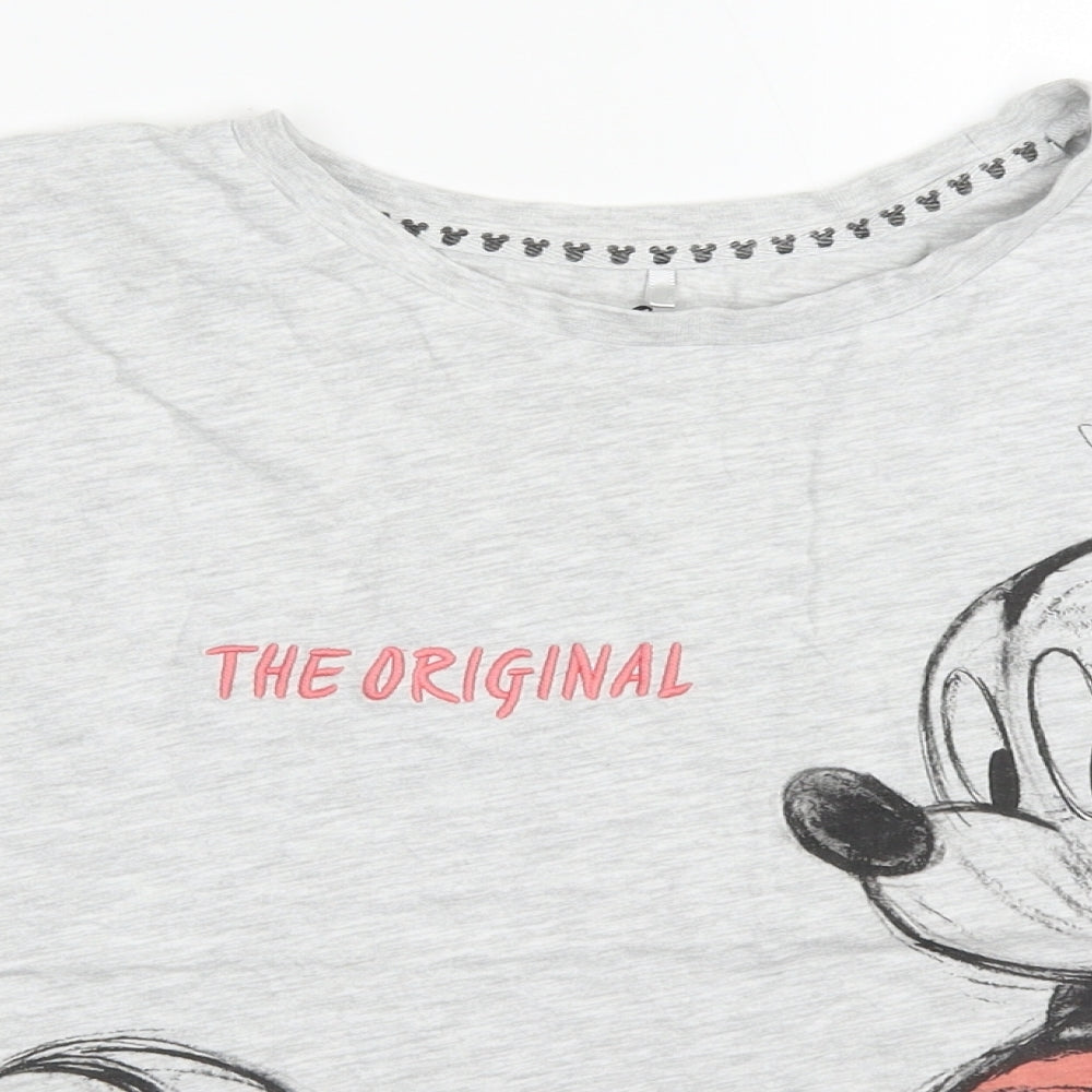 Primark Womens Grey Solid Polyester Top Pyjama Top Size 6   - The Original Mickey Mouse