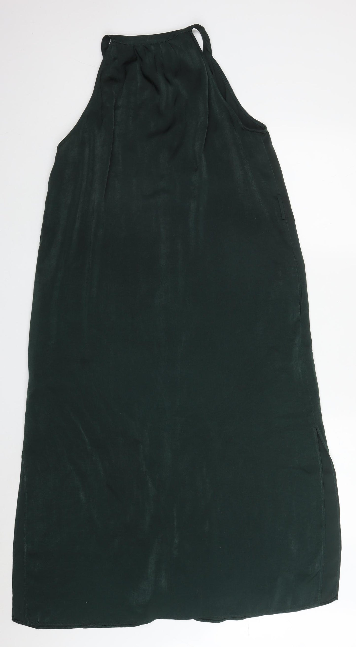 Zara Womens Green  Polyester A-Line  Size L  Round Neck Button