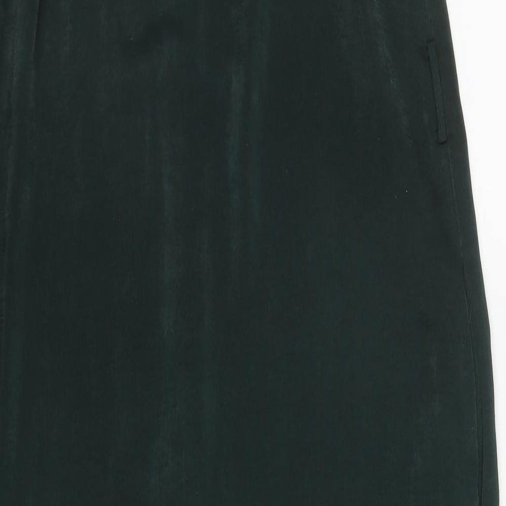 Zara Womens Green  Polyester A-Line  Size L  Round Neck Button