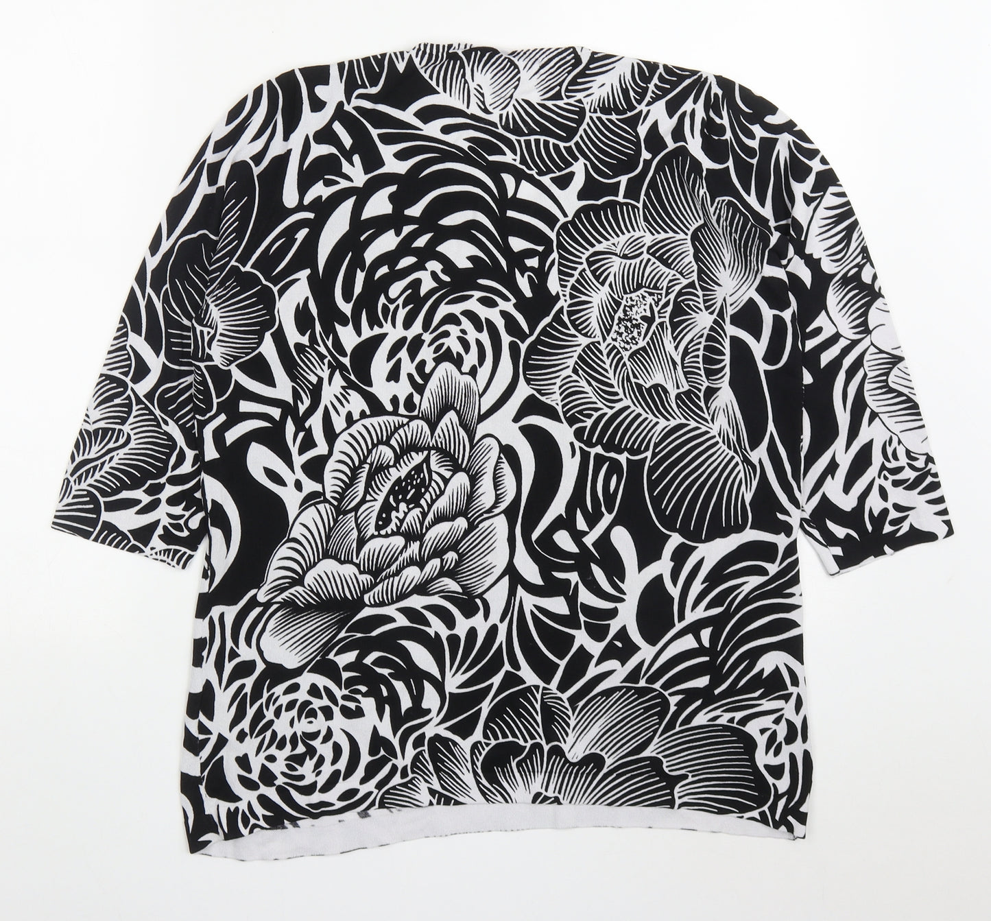 Gerard Womens Black V-Neck Floral Viscose Pullover Jumper Size L