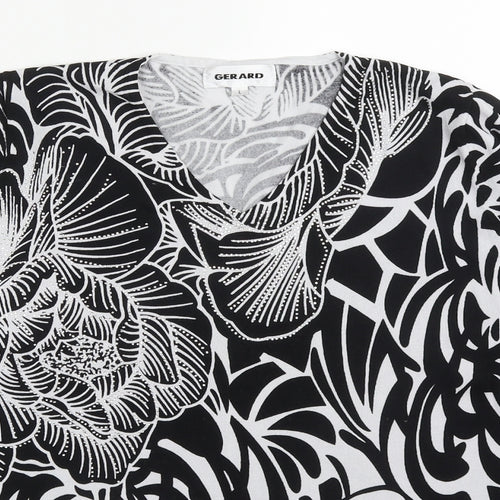 Gerard Womens Black V-Neck Floral Viscose Pullover Jumper Size L