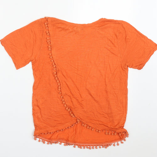 Papaya Womens Orange  Viscose Basic T-Shirt Size 12 Roll Neck