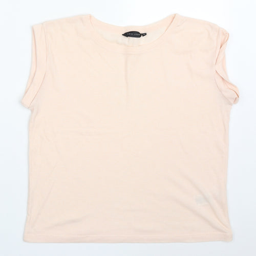 New Look Womens Pink  Polyester Basic T-Shirt Size 10 Round Neck