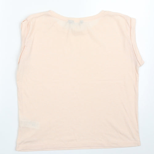 New Look Womens Pink  Polyester Basic T-Shirt Size 10 Round Neck