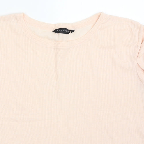 New Look Womens Pink  Polyester Basic T-Shirt Size 10 Round Neck