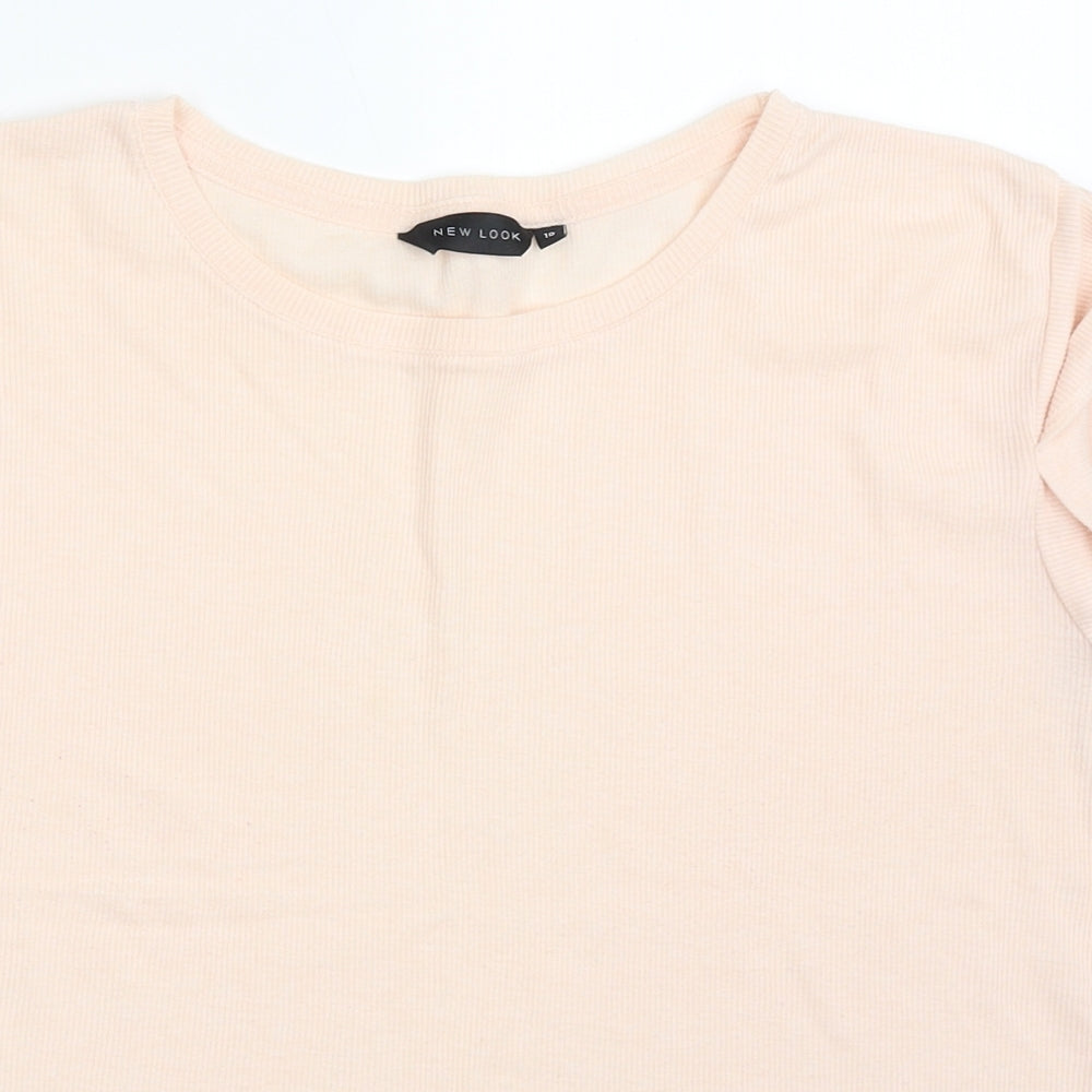 New Look Womens Pink  Polyester Basic T-Shirt Size 10 Round Neck