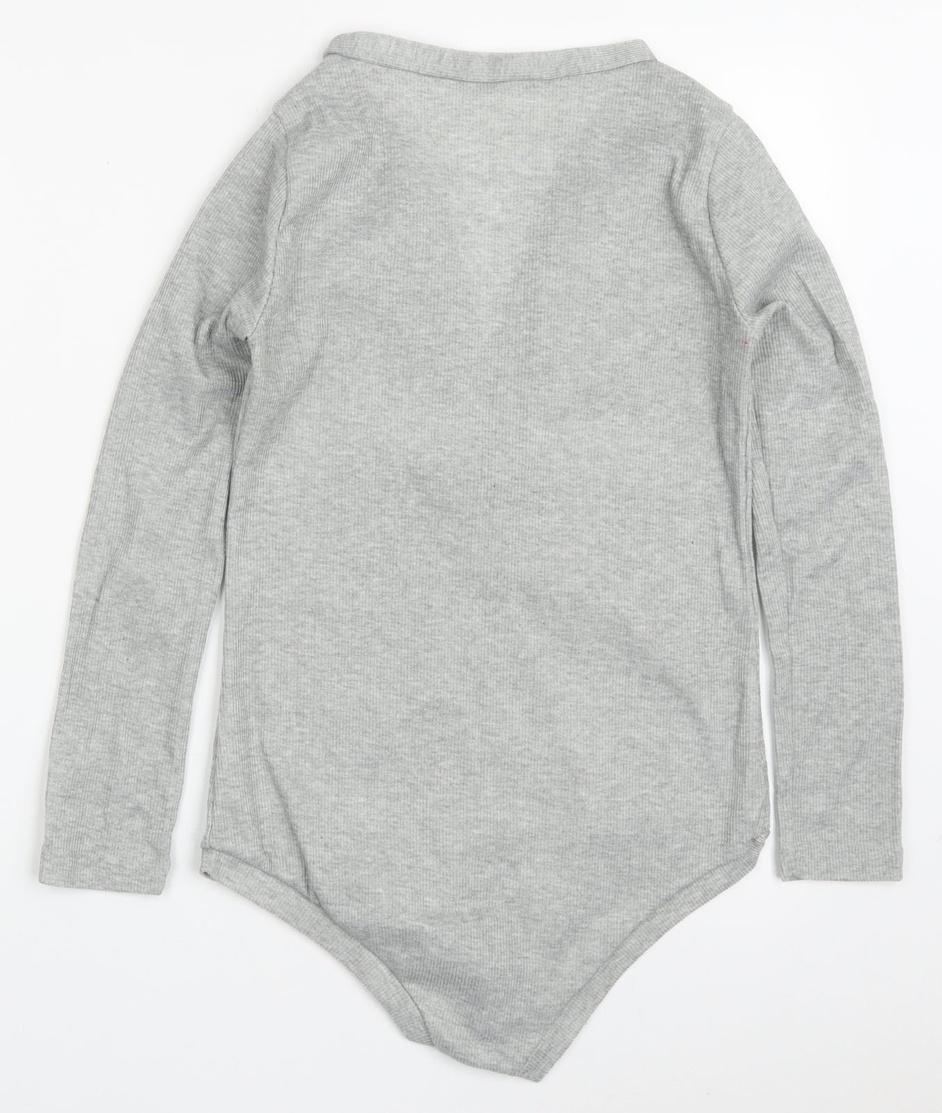 Preworn Womens Grey  Cotton Bodysuit One-Piece Size S  Button