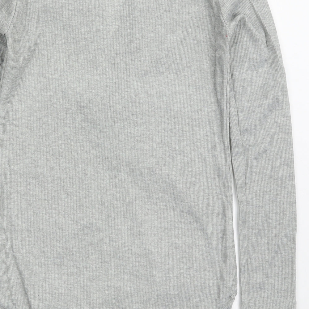 Preworn Womens Grey  Cotton Bodysuit One-Piece Size S  Button