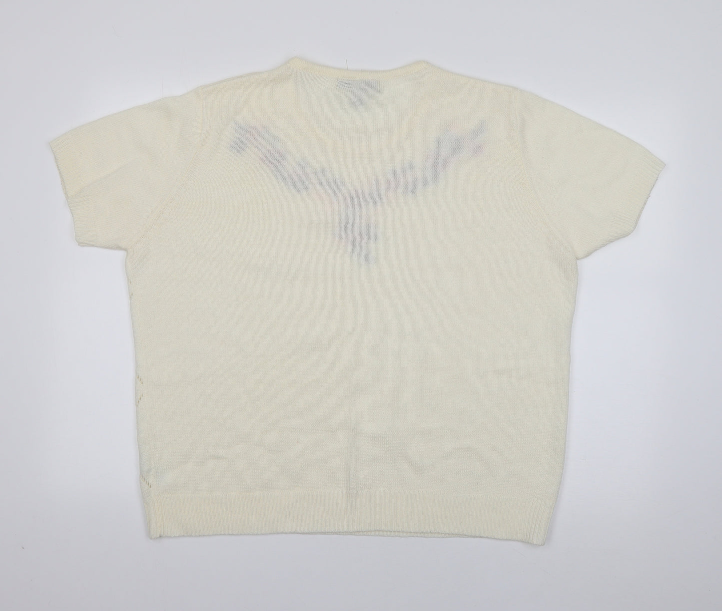 Classics Womens White  Acrylic Basic T-Shirt Size 20 Round Neck