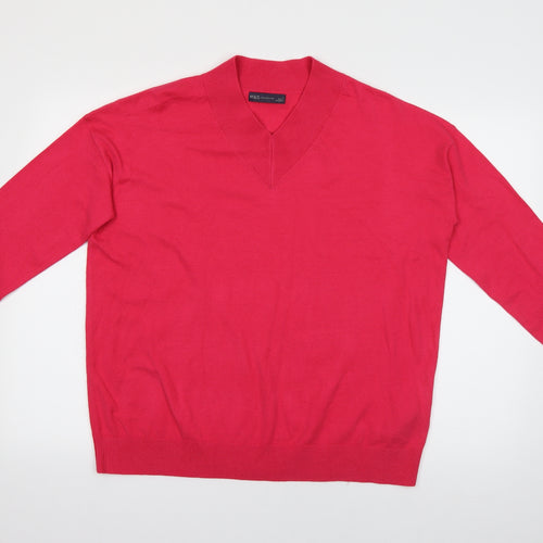 Marks and Spencer Womens Red V-Neck  Viscose Pullover Jumper Size M