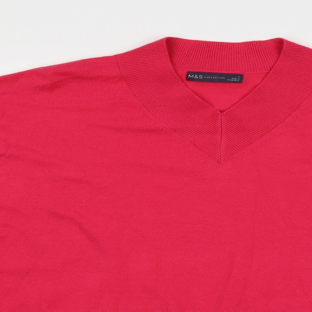 Marks and Spencer Womens Red V-Neck  Viscose Pullover Jumper Size M