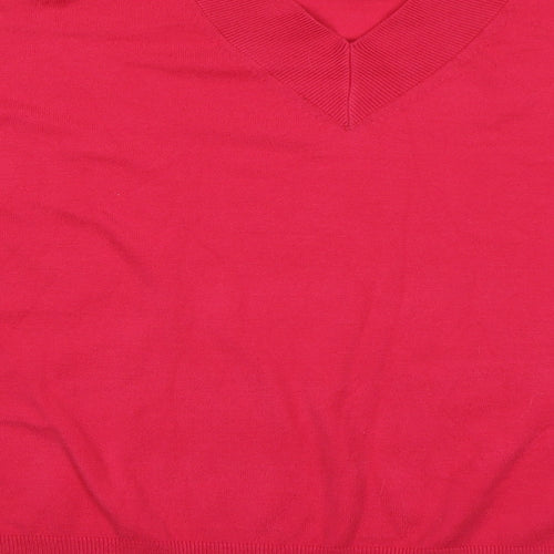 Marks and Spencer Womens Red V-Neck  Viscose Pullover Jumper Size M