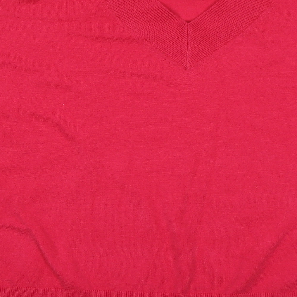 Marks and Spencer Womens Red V-Neck  Viscose Pullover Jumper Size M