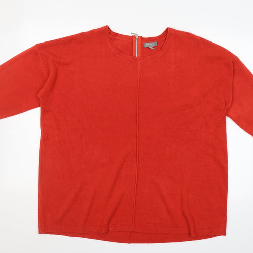 First Avenue Womens Red Round Neck  Acrylic Pullover Jumper Size XL