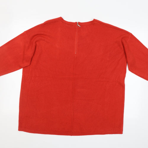 First Avenue Womens Red Round Neck  Acrylic Pullover Jumper Size XL