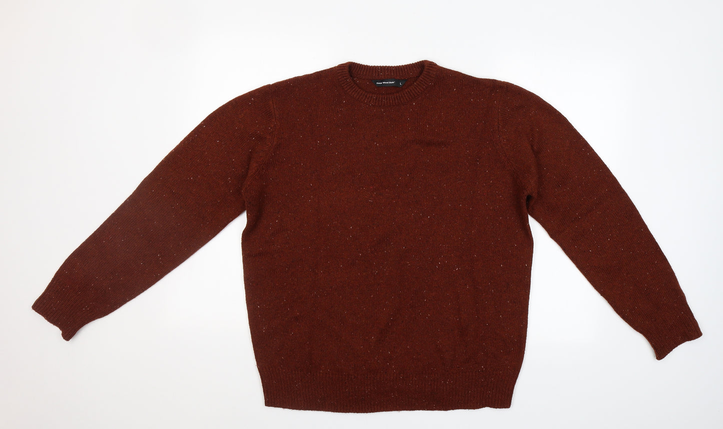 Cedar Wood State Mens Red Round Neck  Acrylic Pullover Jumper Size L
