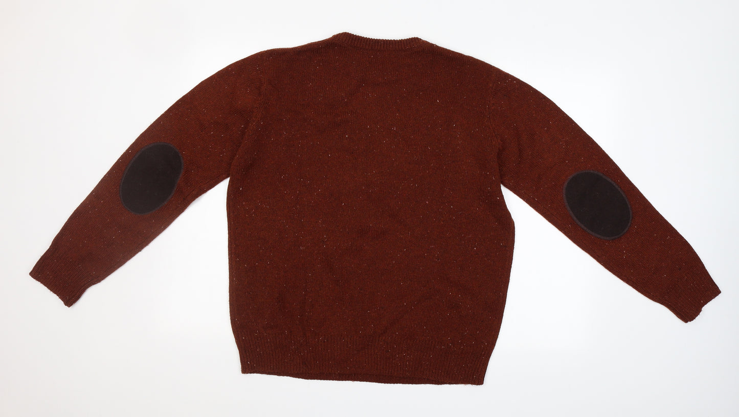 Cedar Wood State Mens Red Round Neck  Acrylic Pullover Jumper Size L