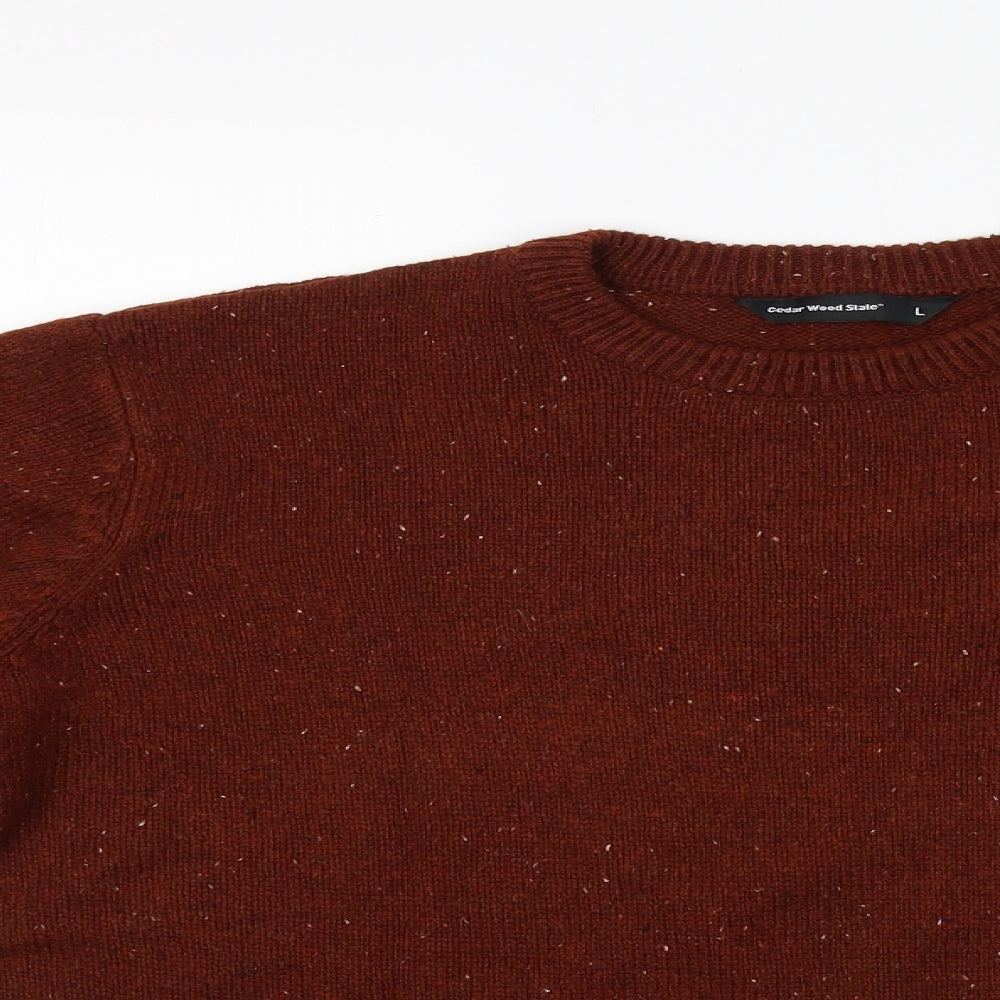 Cedar Wood State Mens Red Round Neck  Acrylic Pullover Jumper Size L