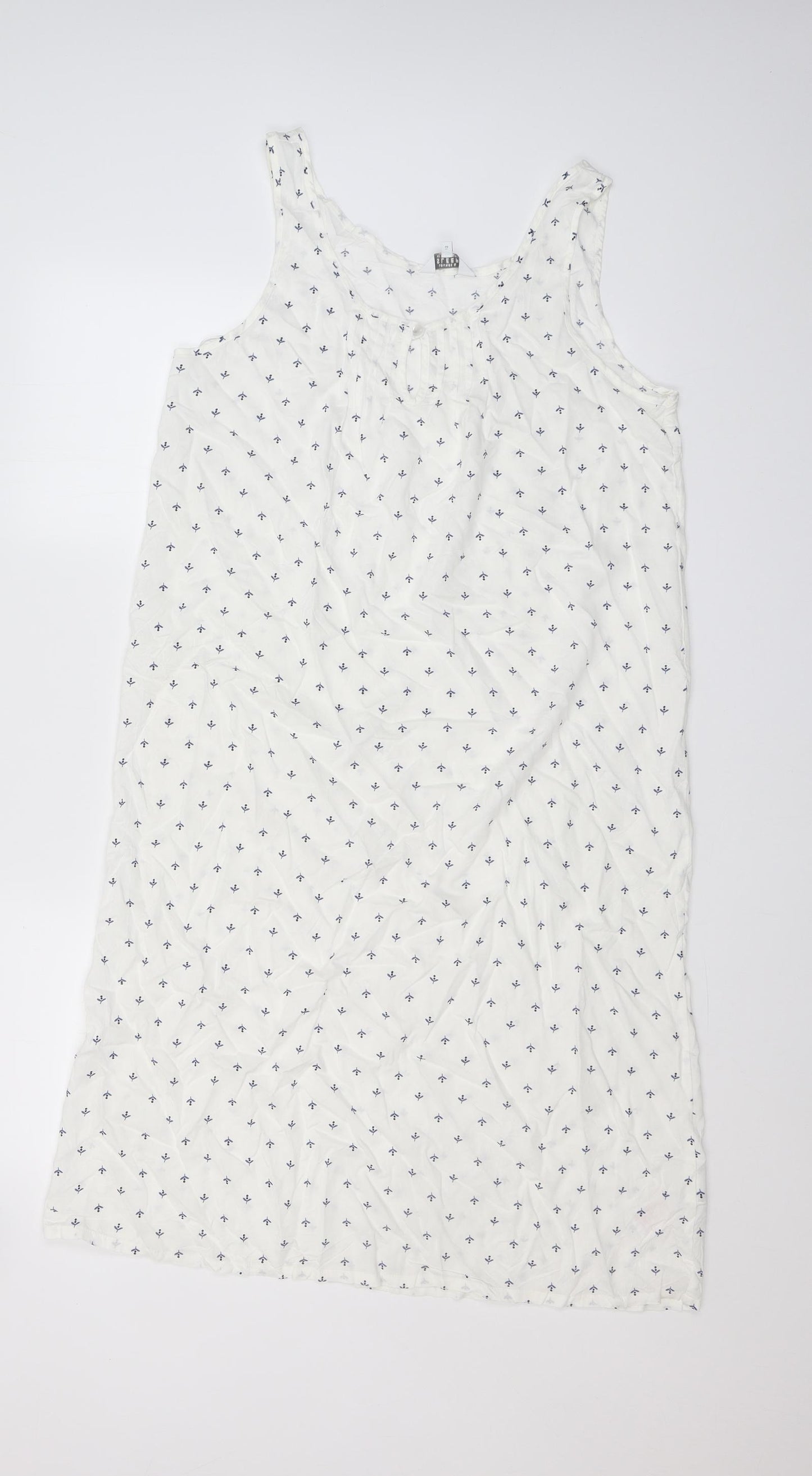 Lounge & Sleep Womens White Floral Viscose Tank Dress  Size 12  Boat Neck
