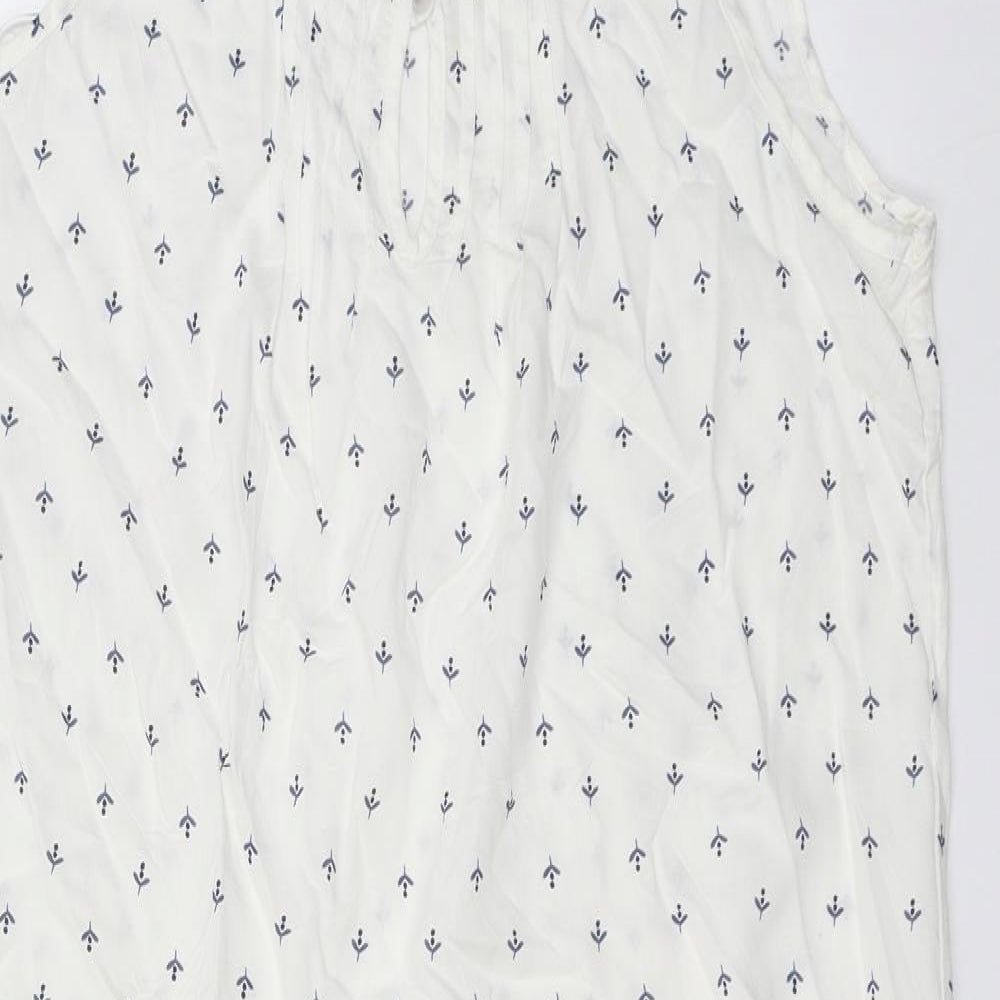 Lounge & Sleep Womens White Floral Viscose Tank Dress  Size 12  Boat Neck