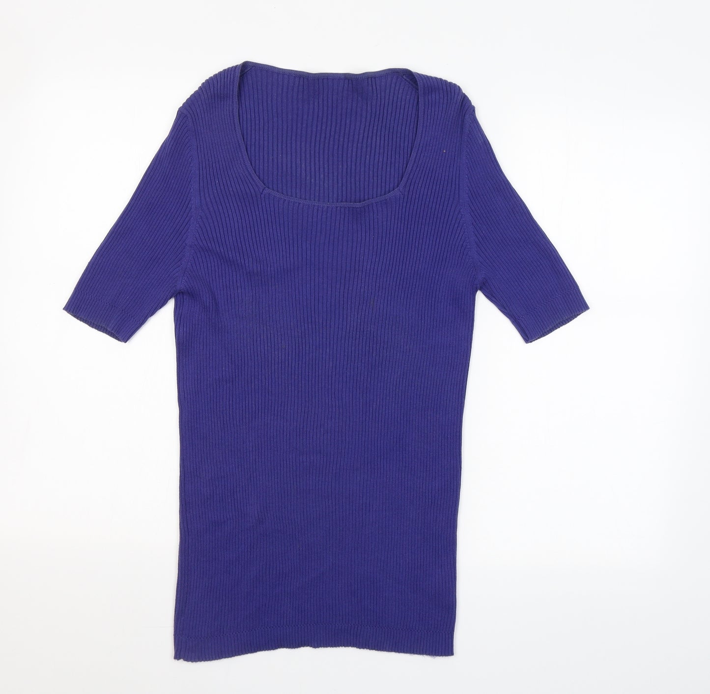 Preworn Womens Purple Square Neck  Cotton Pullover Jumper Size S