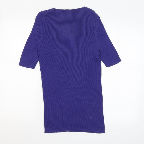 Preworn Womens Purple Square Neck  Cotton Pullover Jumper Size S