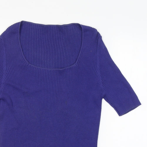 Preworn Womens Purple Square Neck  Cotton Pullover Jumper Size S