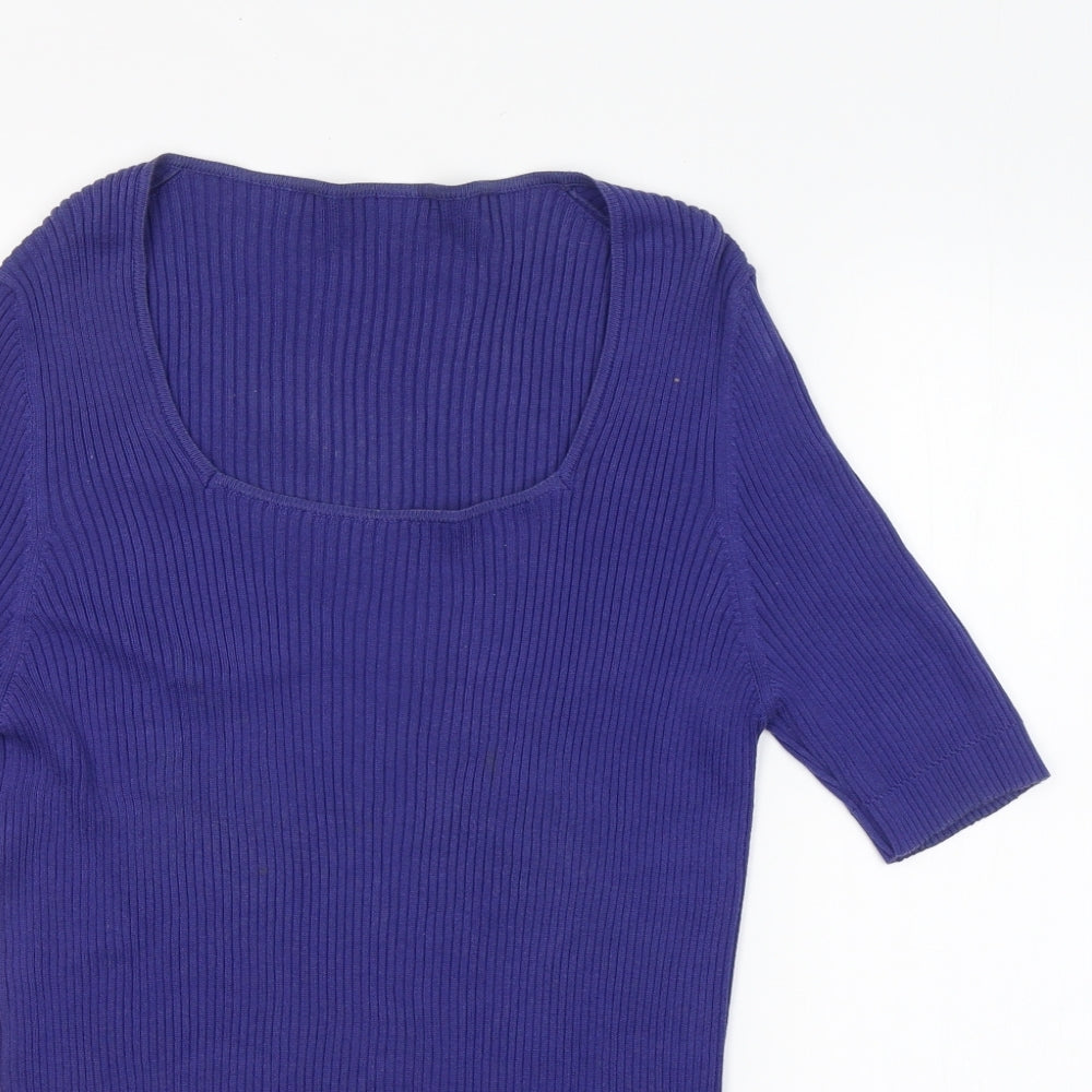 Preworn Womens Purple Square Neck  Cotton Pullover Jumper Size S