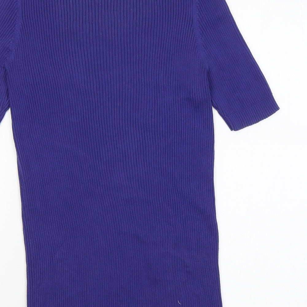 Preworn Womens Purple Square Neck  Cotton Pullover Jumper Size S
