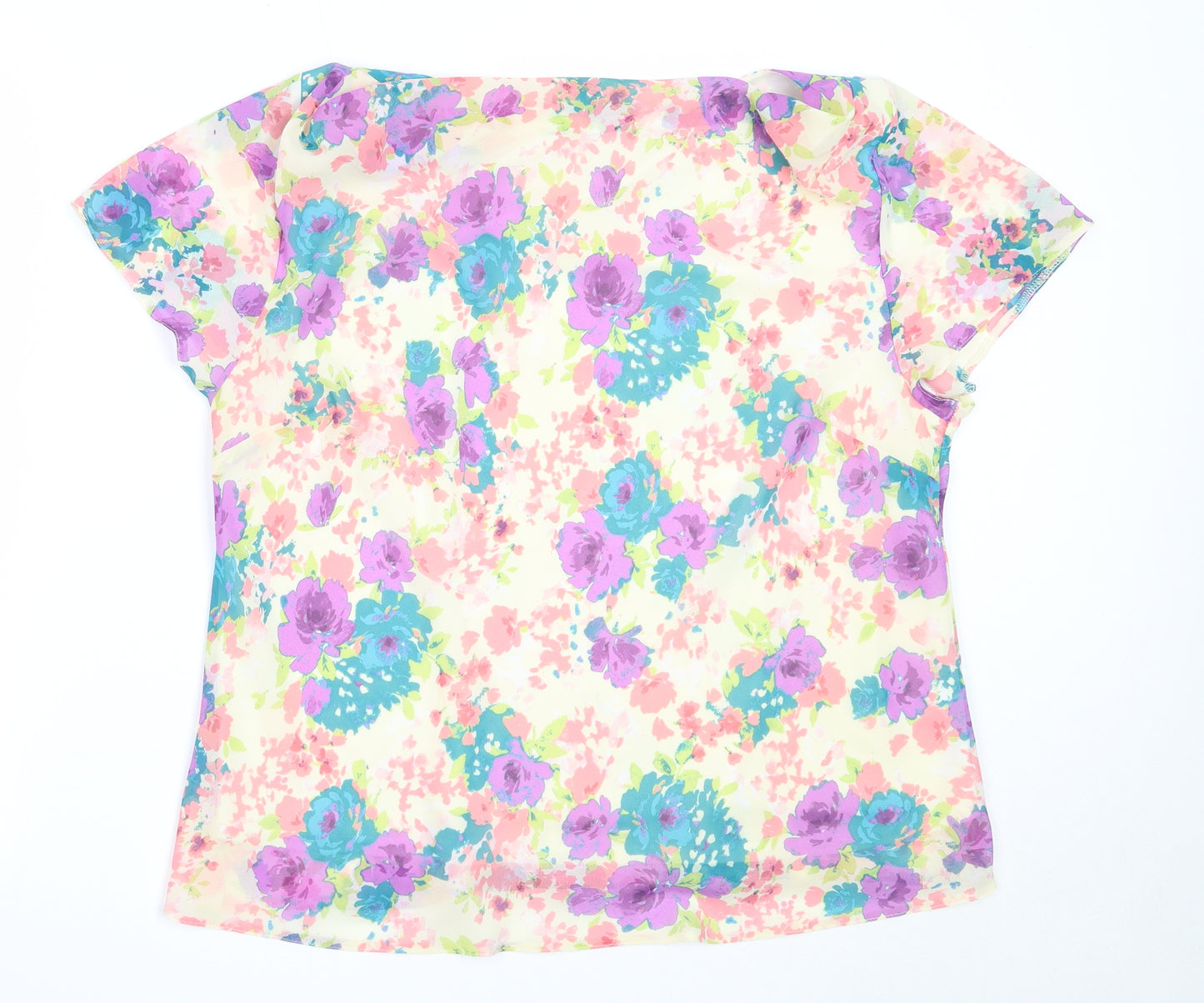 BHS Womens Ivory Floral Polyester Basic Blouse Size 20 Round Neck