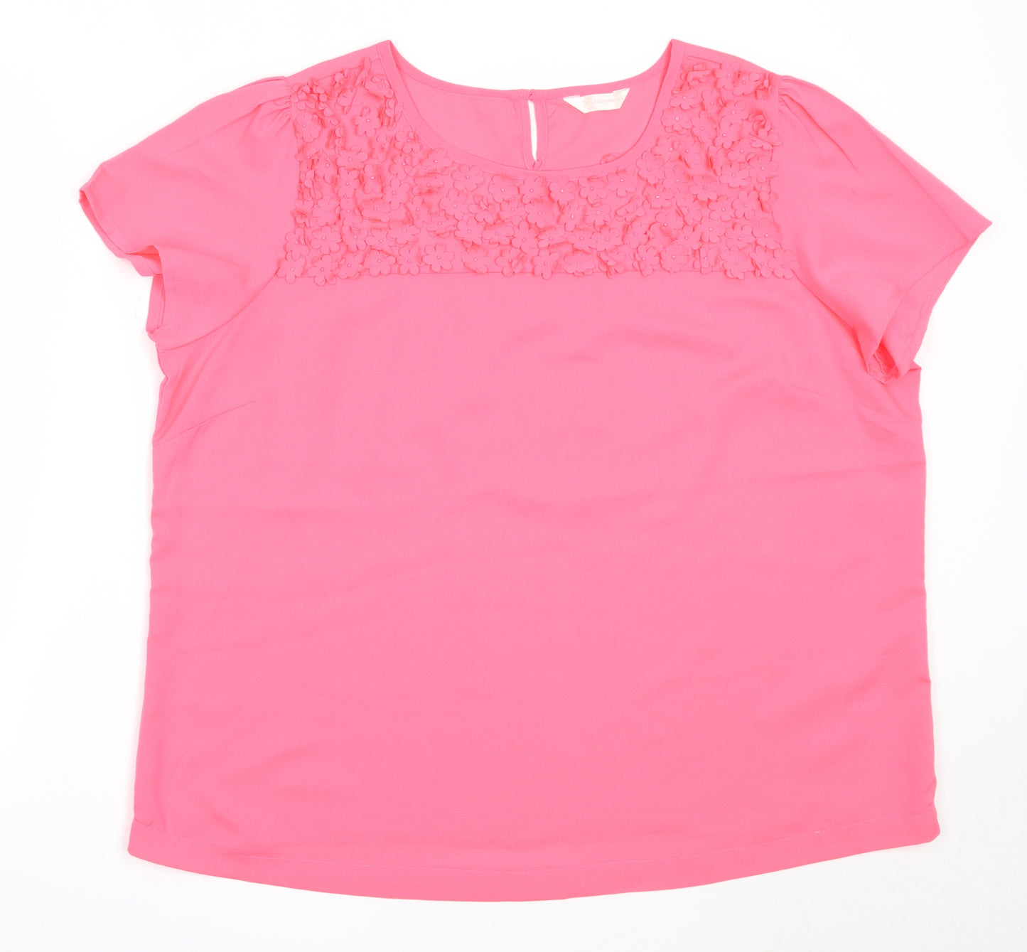 BHS Womens Pink  Polyester Basic Blouse Size 20 Round Neck