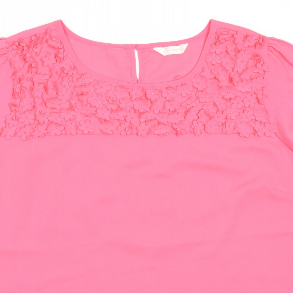 BHS Womens Pink  Polyester Basic Blouse Size 20 Round Neck