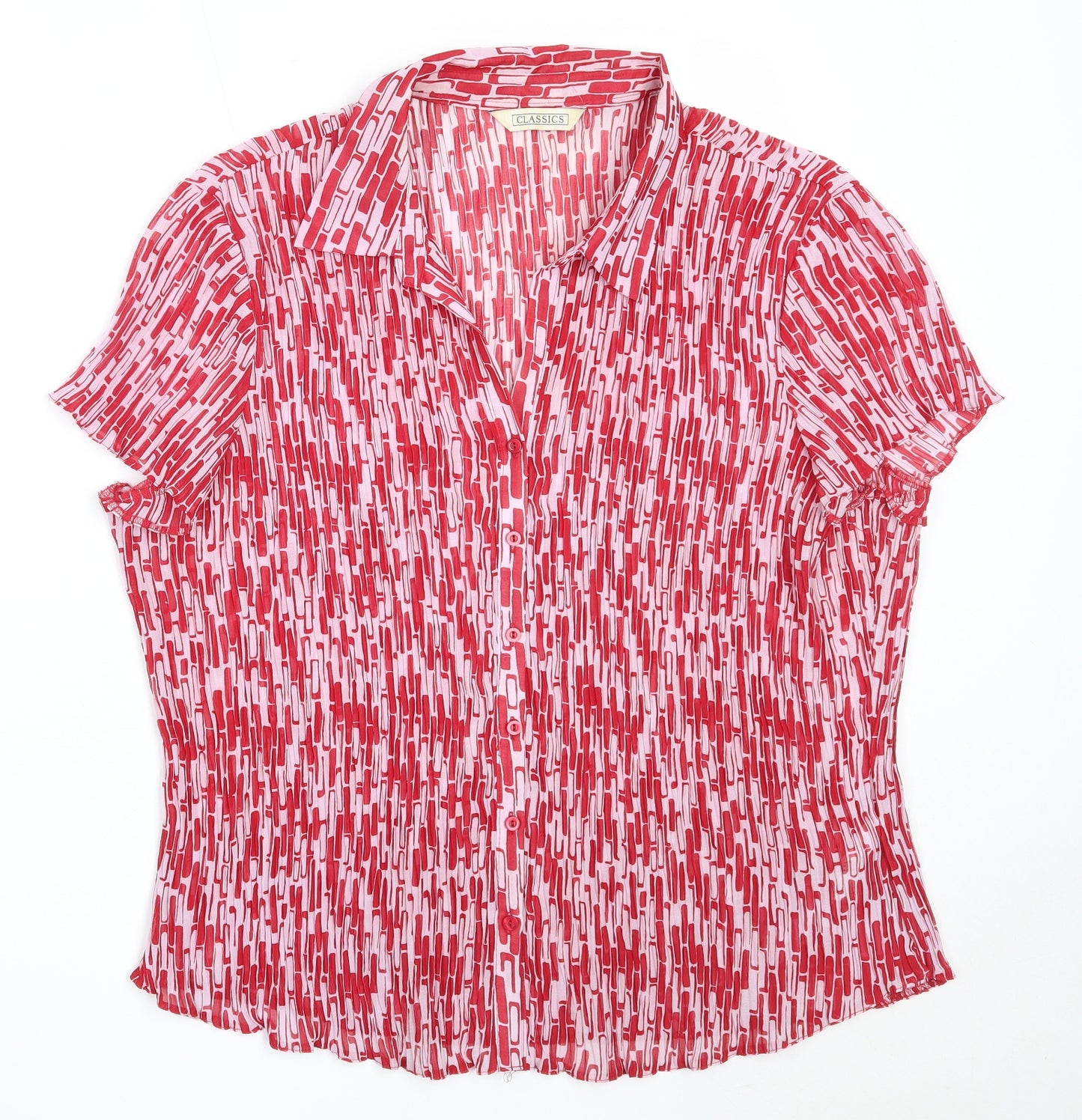 BHS Womens Red  Polyester Basic Button-Up Size 22 Collared