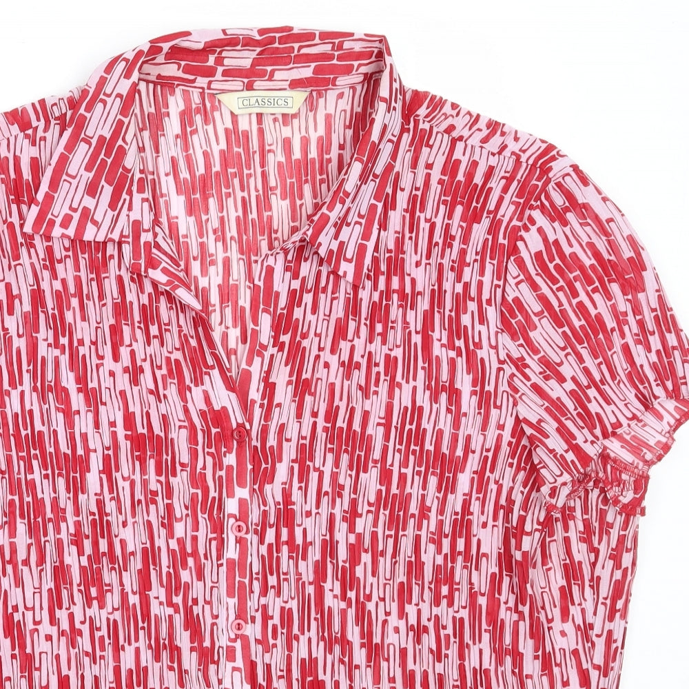 BHS Womens Red  Polyester Basic Button-Up Size 22 Collared