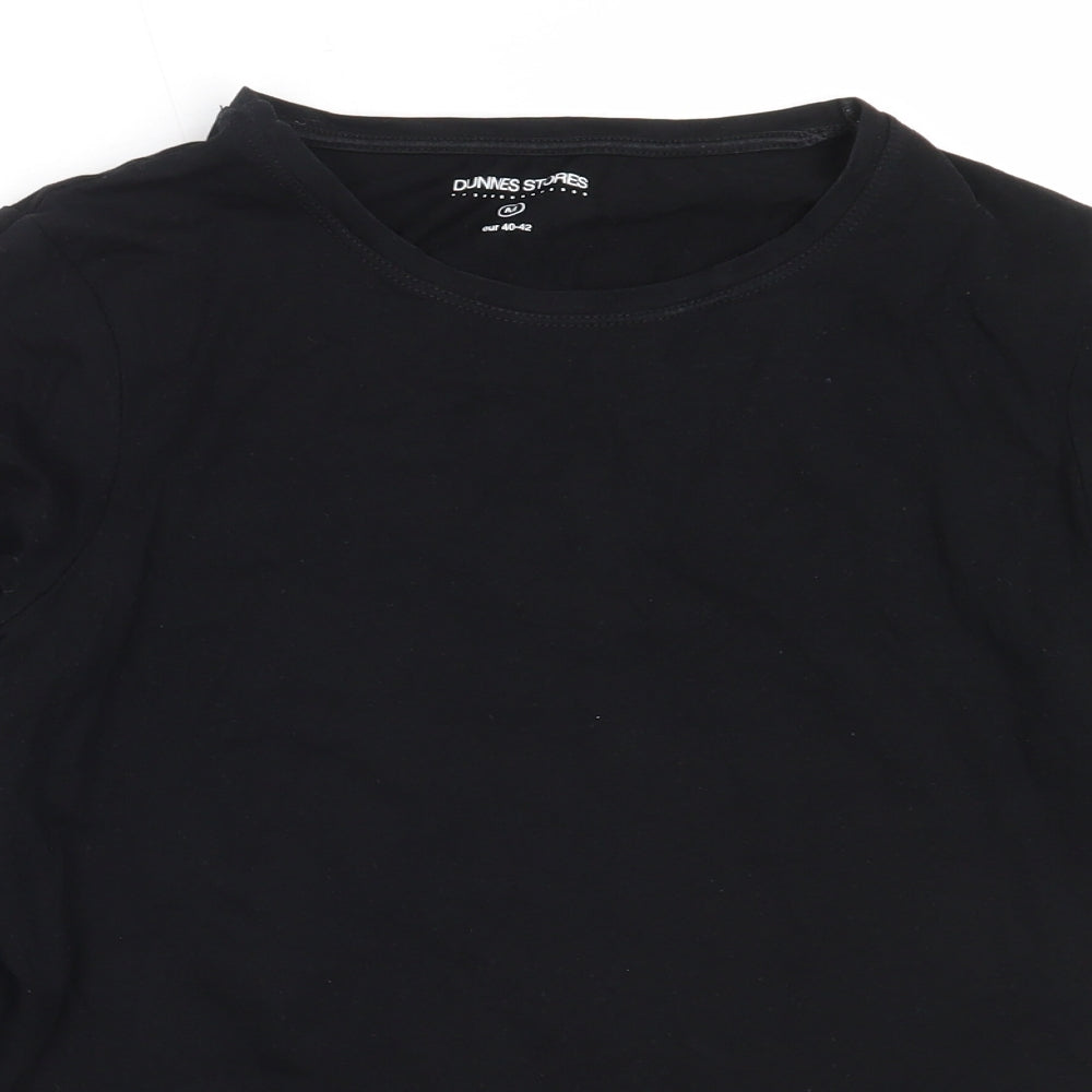 Dunnes Stores Womens Black  Cotton Basic T-Shirt Size M Round Neck