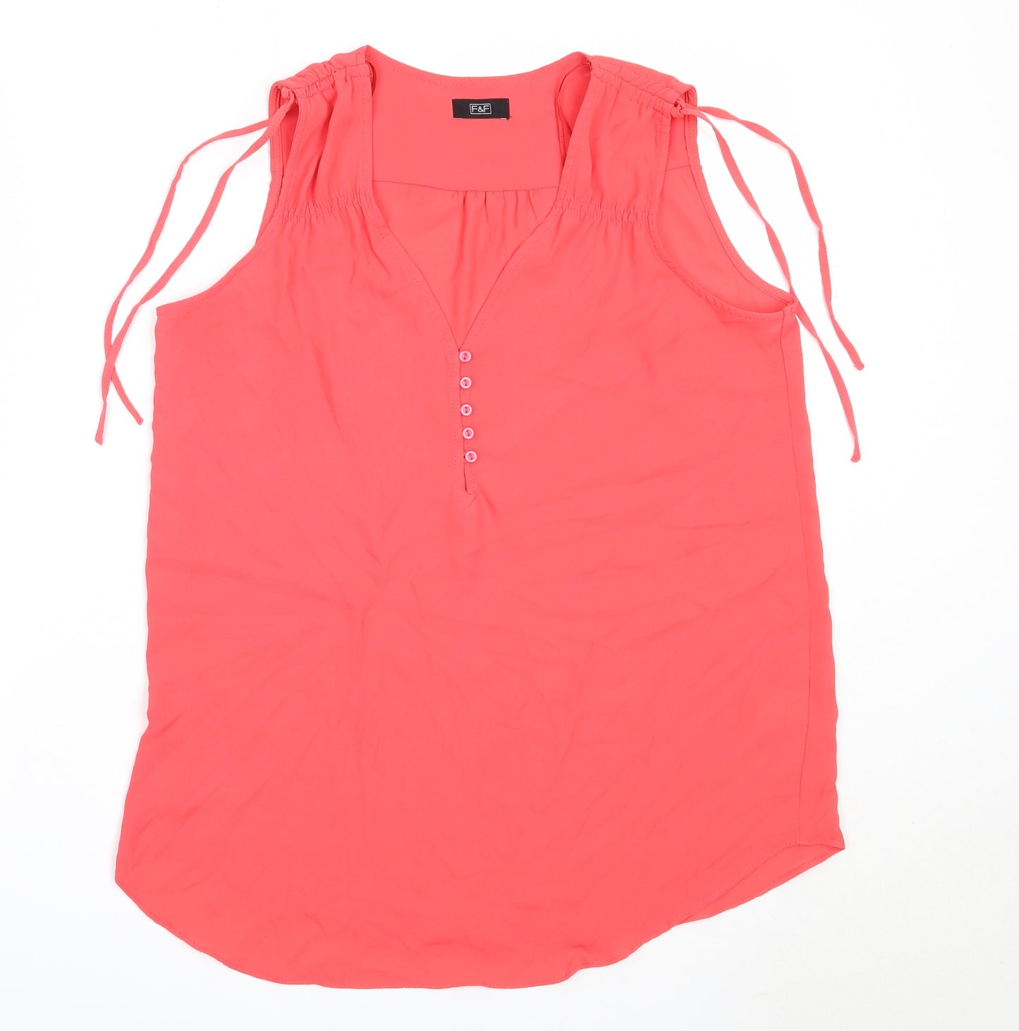 F&F Womens Pink  Polyester Basic Blouse Size 14 V-Neck