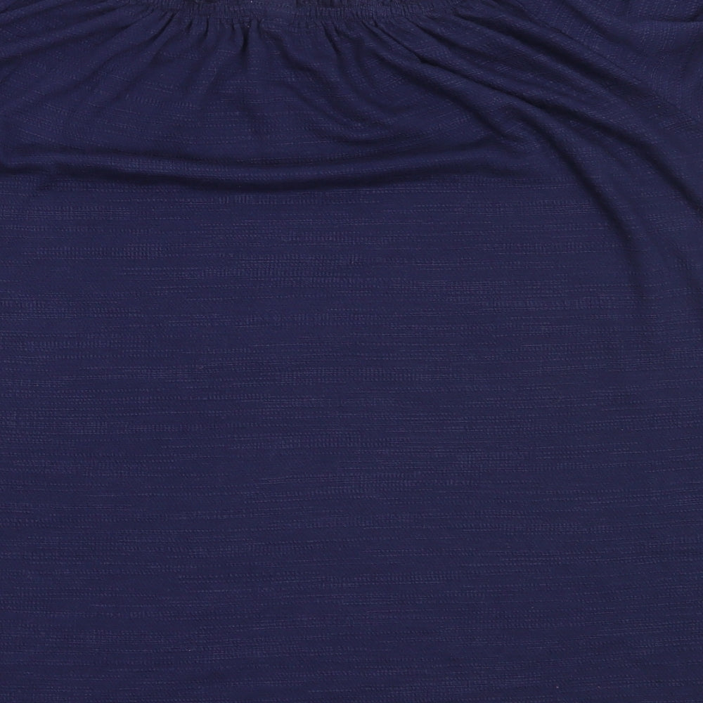 Papaya Womens Blue  Polyester Basic Blouse Size 16 Off the Shoulder