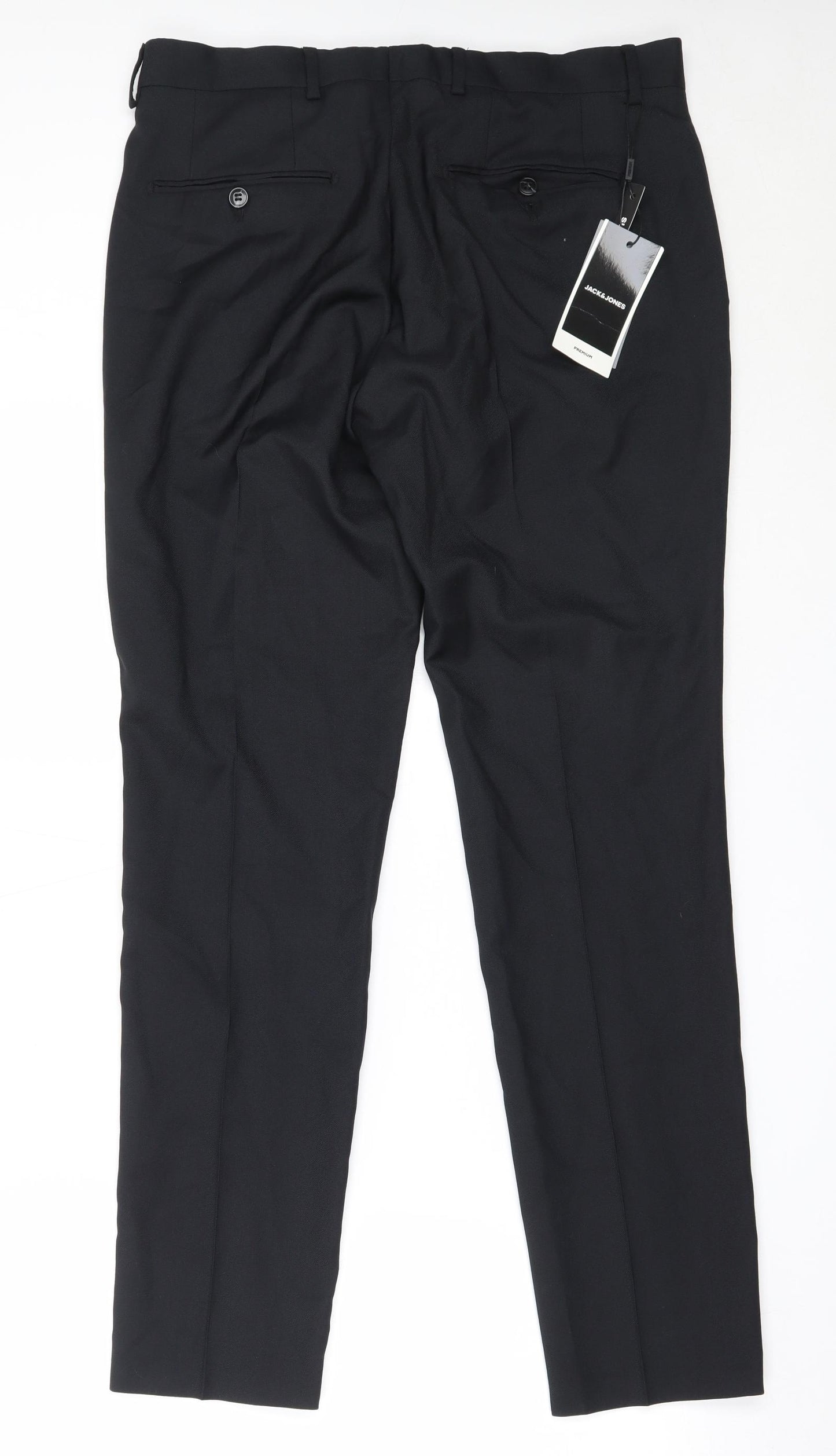 JACK & JONES Mens Black  Polyester Trousers  Size 34 in L31 in Regular