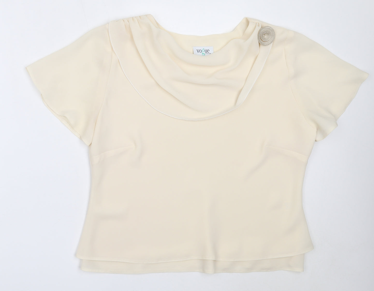 Vogue Womens Ivory  Polyester Basic Blouse Size 18 Round Neck