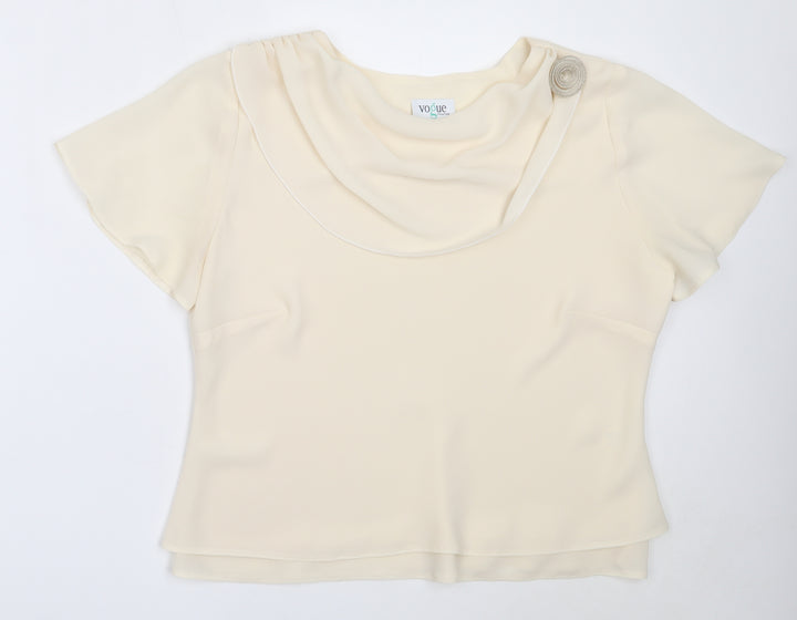 Vogue Womens Ivory  Polyester Basic Blouse Size 18 Round Neck