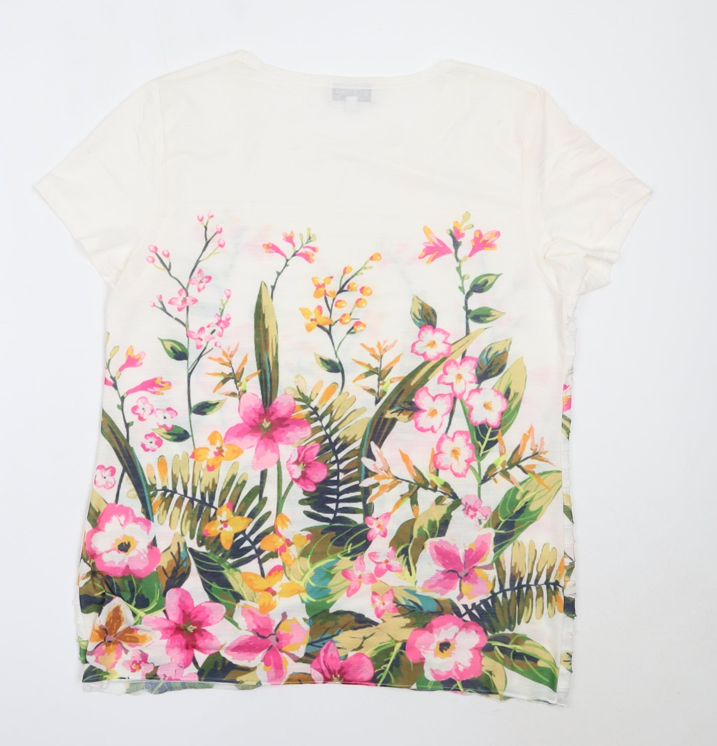 Gerard Womens White  Polyester Basic T-Shirt Size XL Round Neck