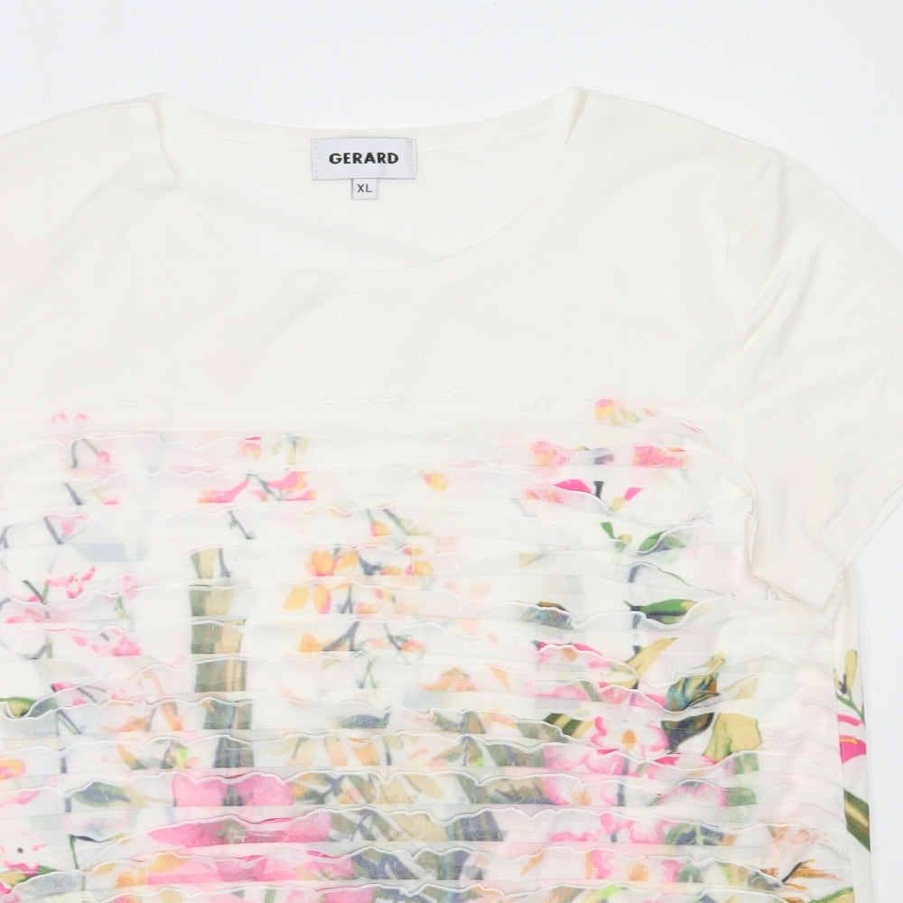 Gerard Womens White  Polyester Basic T-Shirt Size XL Round Neck