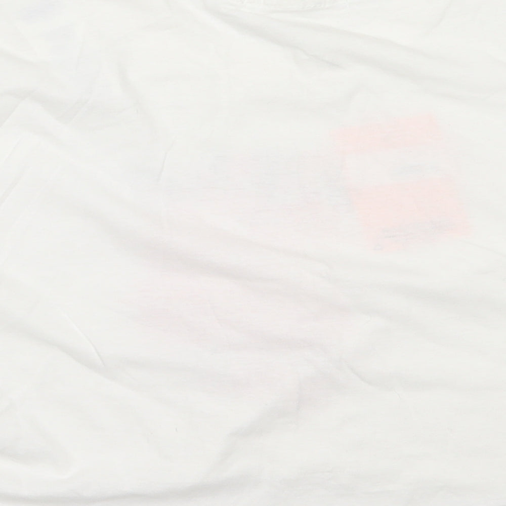 Missguided Womens White  Cotton Cropped T-Shirt Size S Round Neck